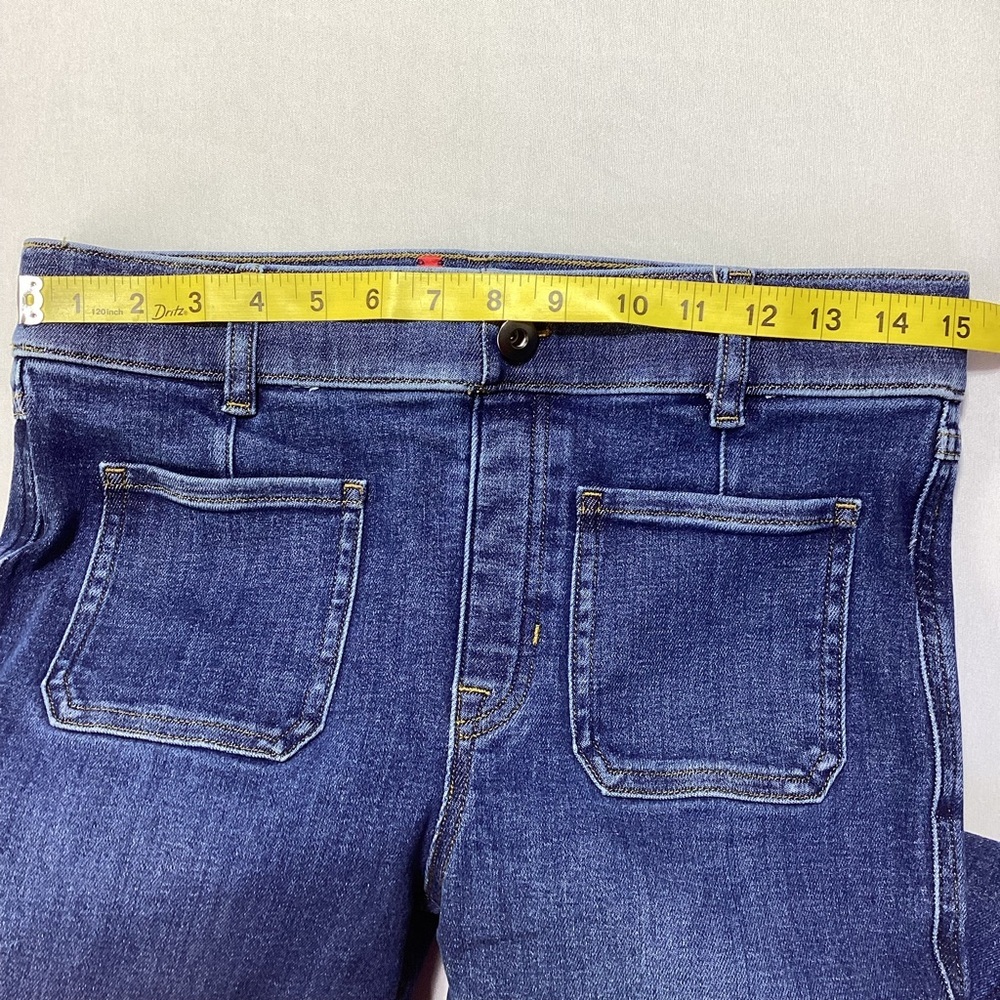 SPANX Pull-on Dark Blue Flare Jeans with Patch Pockets - Picture 7 of 12